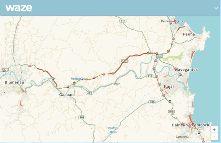 Reprodução: Waze 31/12/2015 10:30